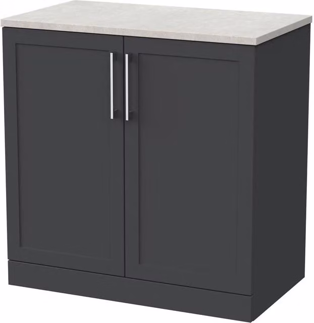 Balterley Stonnall 2 Door Freestanding Bathroom Vanity with White Sparkle Top, Dark Grey, Width: 80 cm – 1