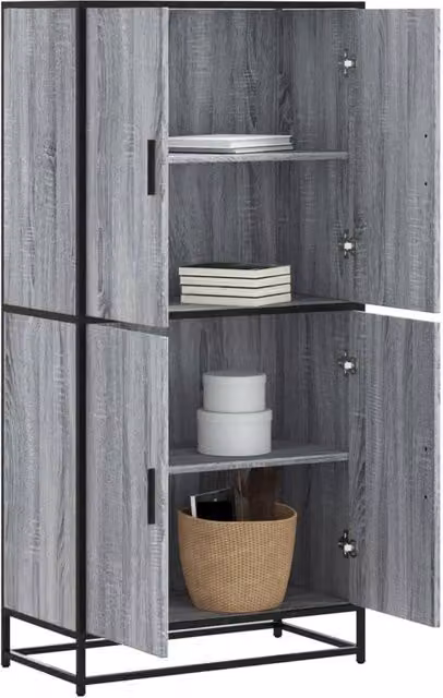 Berkfield Home Grey Sonoma Highboard W/D/H: 68 x 35 x 139 cm