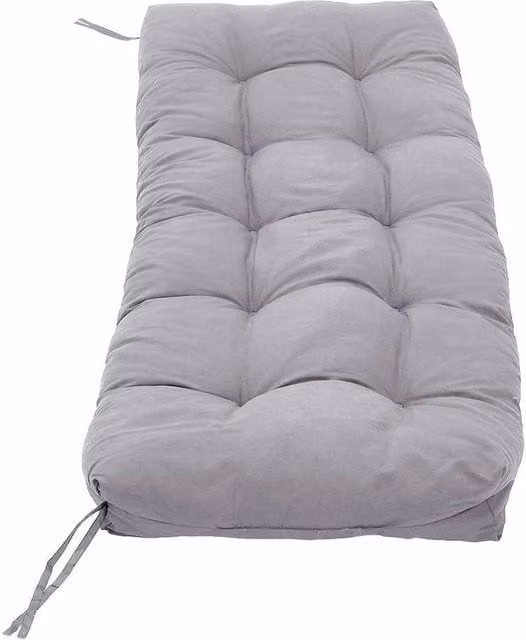 FLAVORA Grey Tied Garden Bench Seat Cushion Pad, W/D/H: 100 x 190 cm – 1