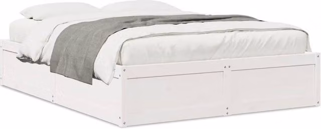 Berkfield Home White Solid Pine Wood Bed Frame W/D/H: 140 x 200 cm
