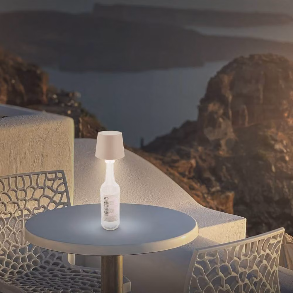 Briloner Beige Rechargeable LED Bottle Lamp with Touch Dimming, Warm White Light, W/D/H: 10.5 x 10.5 x 11.5 cm – 5