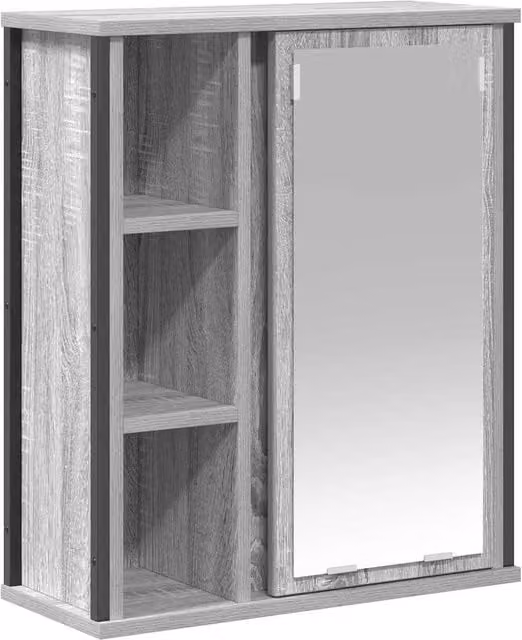Berkfield Home Grey Sonoma Bathroom Wall Cabinet with Mirror and Internal Shelves W/D/H: 50 x 21 x 60 cm – 1