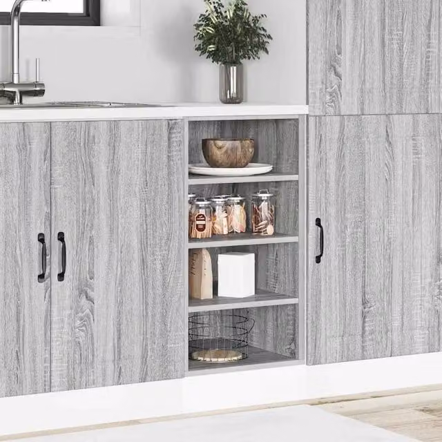Berkfield Home Grey Sonoma Modern Kitchen Base Unit with Hinged Doors, W/D/H: 40 x 44.5 x 81.5 cm