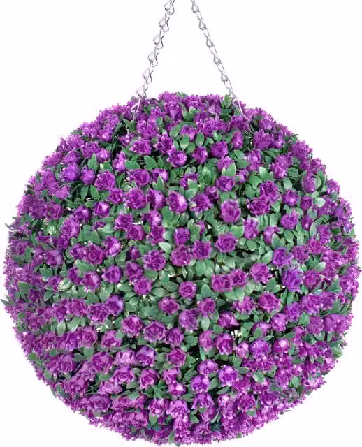 Best Artificial LTD Purple Rose Hanging Basket Topiary Ball, Diameter: 38 cm
