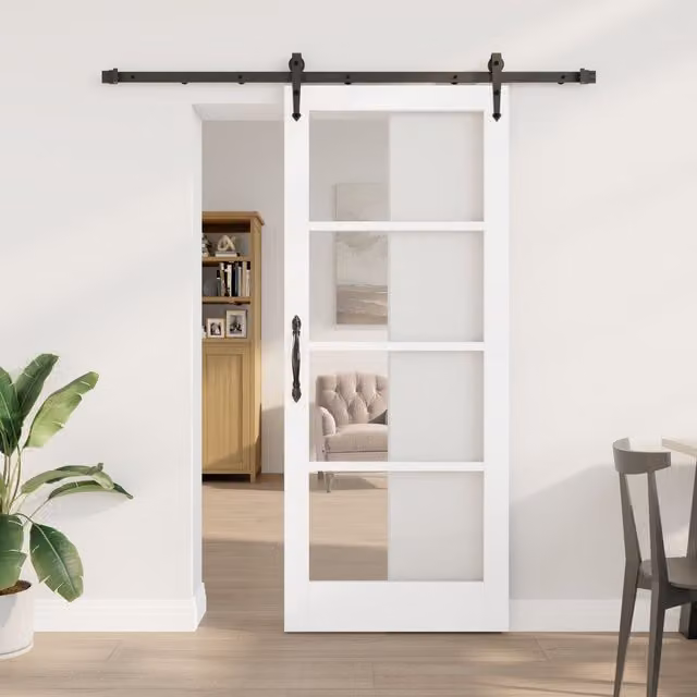 Berkfield Home Modern Lacquered Sliding Wood Door with Hardware Set in White and Black, W: 83 cm, H: 202 cm