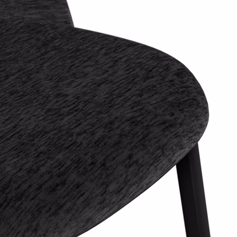 More4Homes Calne Round Ceramic Dining Table in Light Grey with 6 Black Raye Velvet Chairs, Diameter: 120 cm, Height: 75 cm – 4