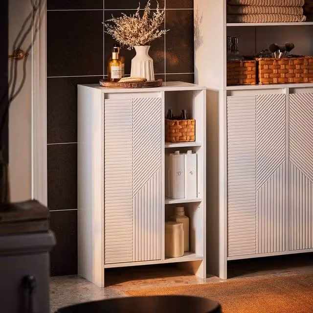 SoBuy Minimalist White Matt Bathroom and Hallway Cabinet – 1