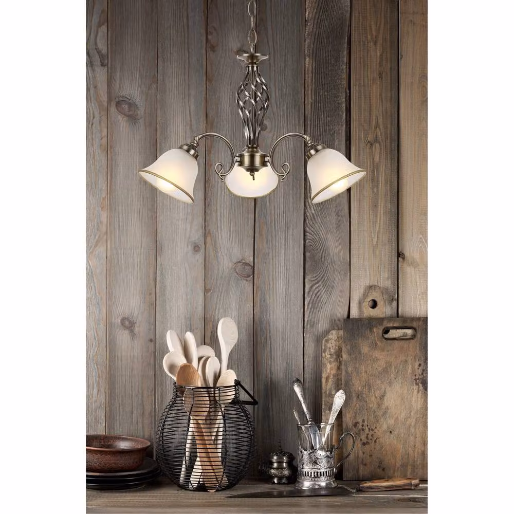 Netlighting Odin Multi Arm Pendant Light in Bronze with Glass Shades and 3x E27 Sockets – 2