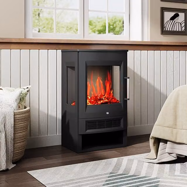 Living Star Smart Electric Fireplace with App Control and WiFi Integration, Black