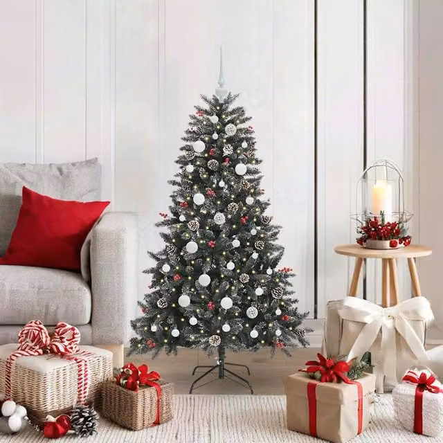 Berkfield Home Green Artificial Christmas Tree with 150 LEDs, W/D/H: 68 x 68 x 120 cm