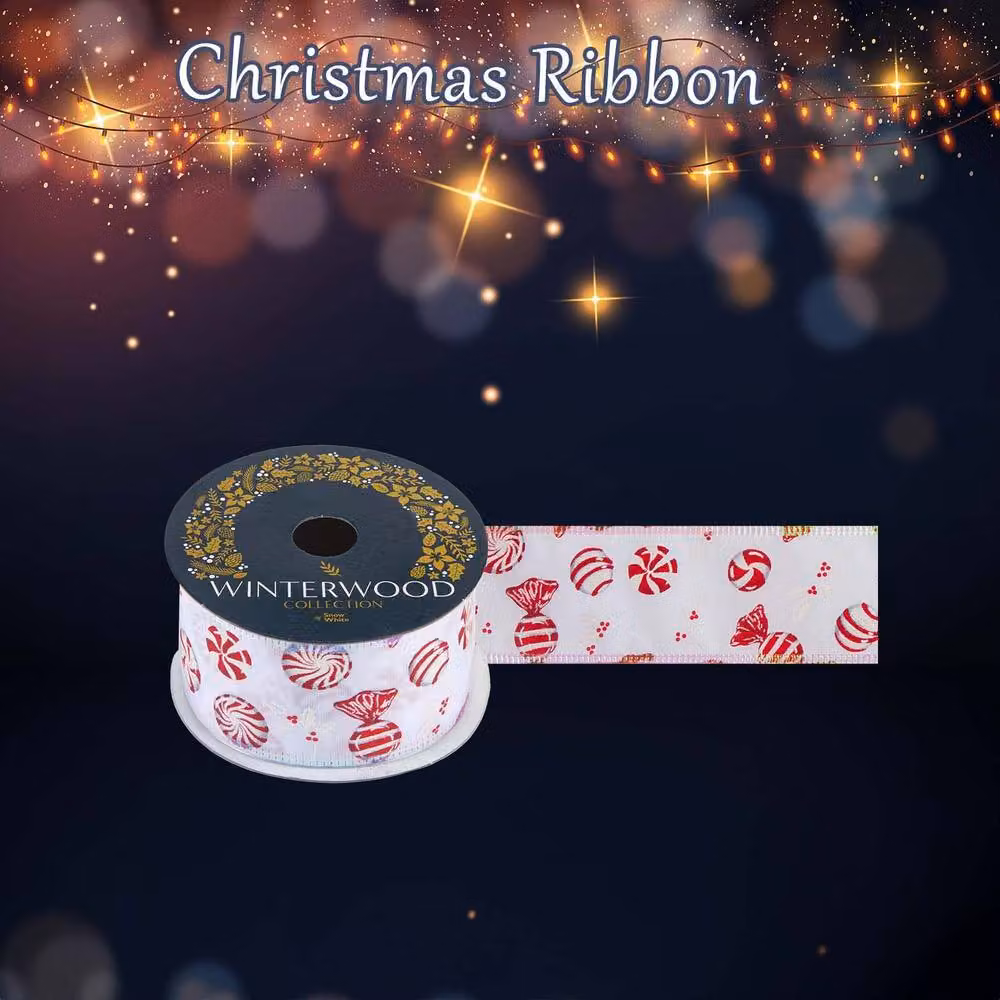 VFM e-Store Christmas Ribbon Garland in White and Red, W/H: 6 x 10 cm – 2