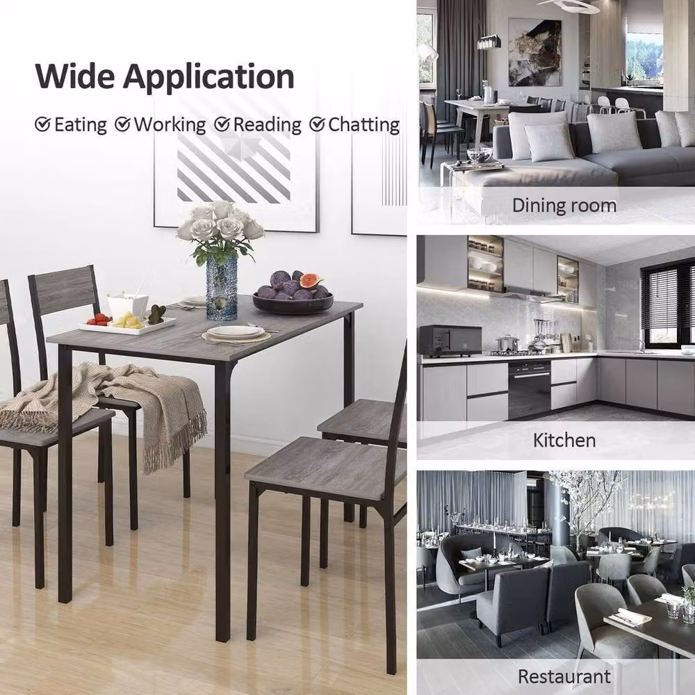 Kelvenix 5-Piece Modern Grey Dining Table and Chairs Set – 2