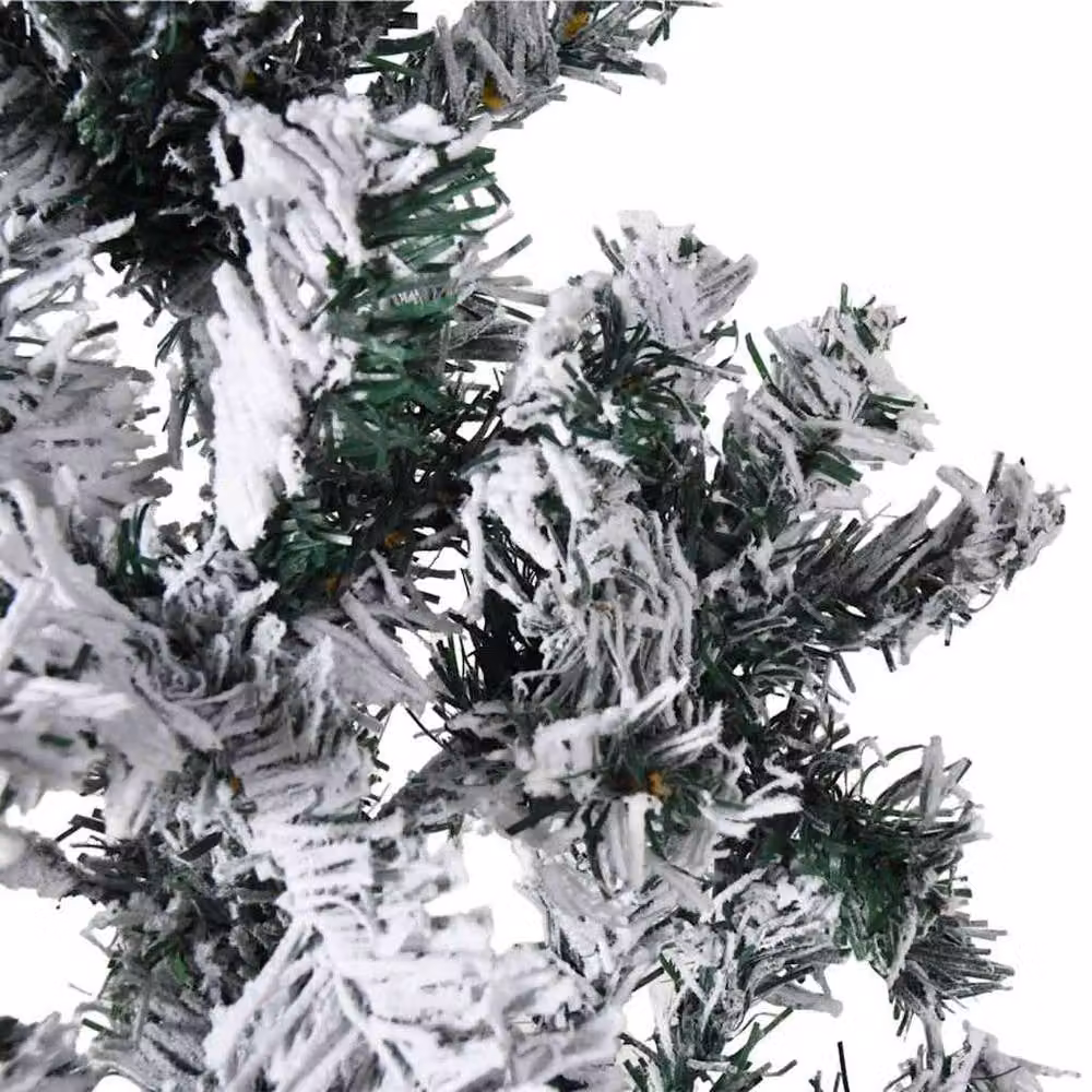 Berkfield Home Slim Artificial Flocked Snow Christmas Tree in Green and White, Height: 240 cm – 4