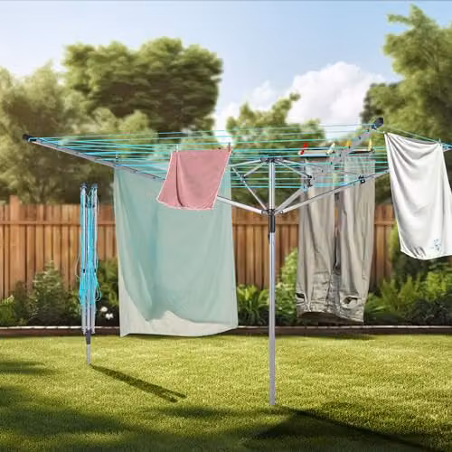 BARGAINS-GALORE 50m Rotary 4 Arm Folding Clothes Airer Garden Laundry Washing Line Dryer in Grey – 2