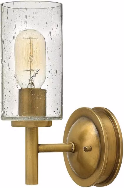 Netlighting Collier Modern 1 Light Wall Light in Brass and Yellow Glass with E27 Socket