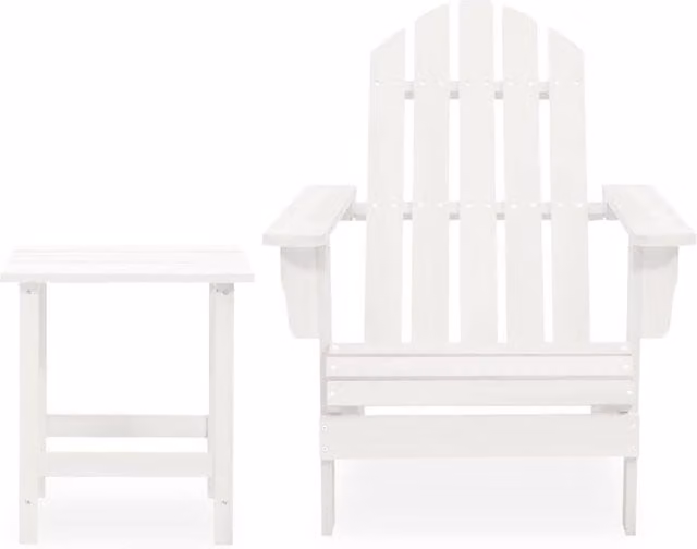 Berkfield Home Garden Adirondack Chair with Table in White Solid Fir Wood