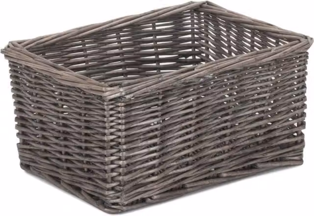 Red Hamper Rectangular Wicker Tray with Antique Wash Finish in Brown – 1