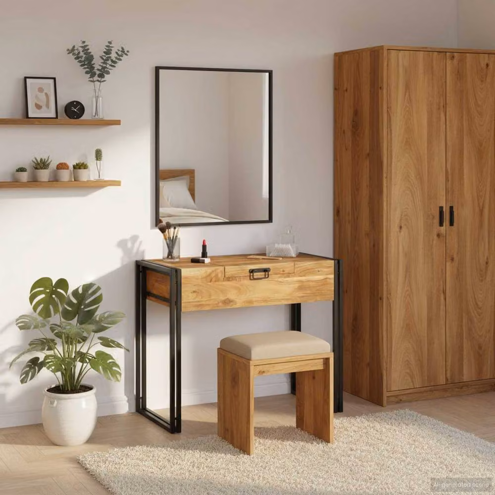 Berkfield Home Modern Acacia Wood Dressing Table, Brown, W/D/H: 90 x 50 x 75 cm – 1