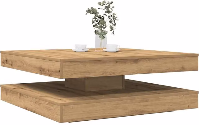 Berkfield Home Artisan Oak Coffee Table in Brown, 360-Degree Rotating Top, W/D/H: 90 x 90 x 34.5 cm – 1