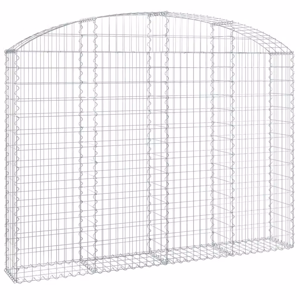 Berkfield Home Arched Gabion Basket in Silver Galvanised Steel, W: 200 cm, D: 30 cm, H: 140-160 cm – 2