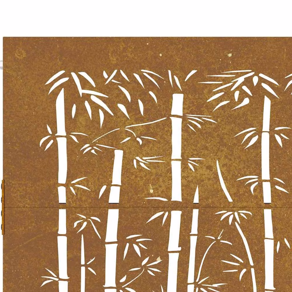 Berkfield Home Beautiful Garden Gate in Brown Corten Steel with Bamboo Design, W: 85 cm, H: 75 cm – 5