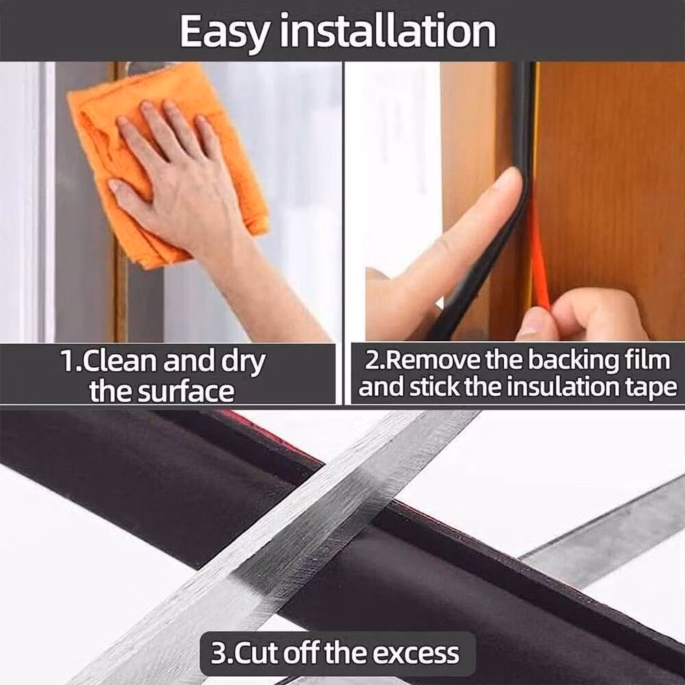 SPETLEK Black Self-Adhesive Waterproof Silicone Door Rubber Seal Strip Profile D – 4