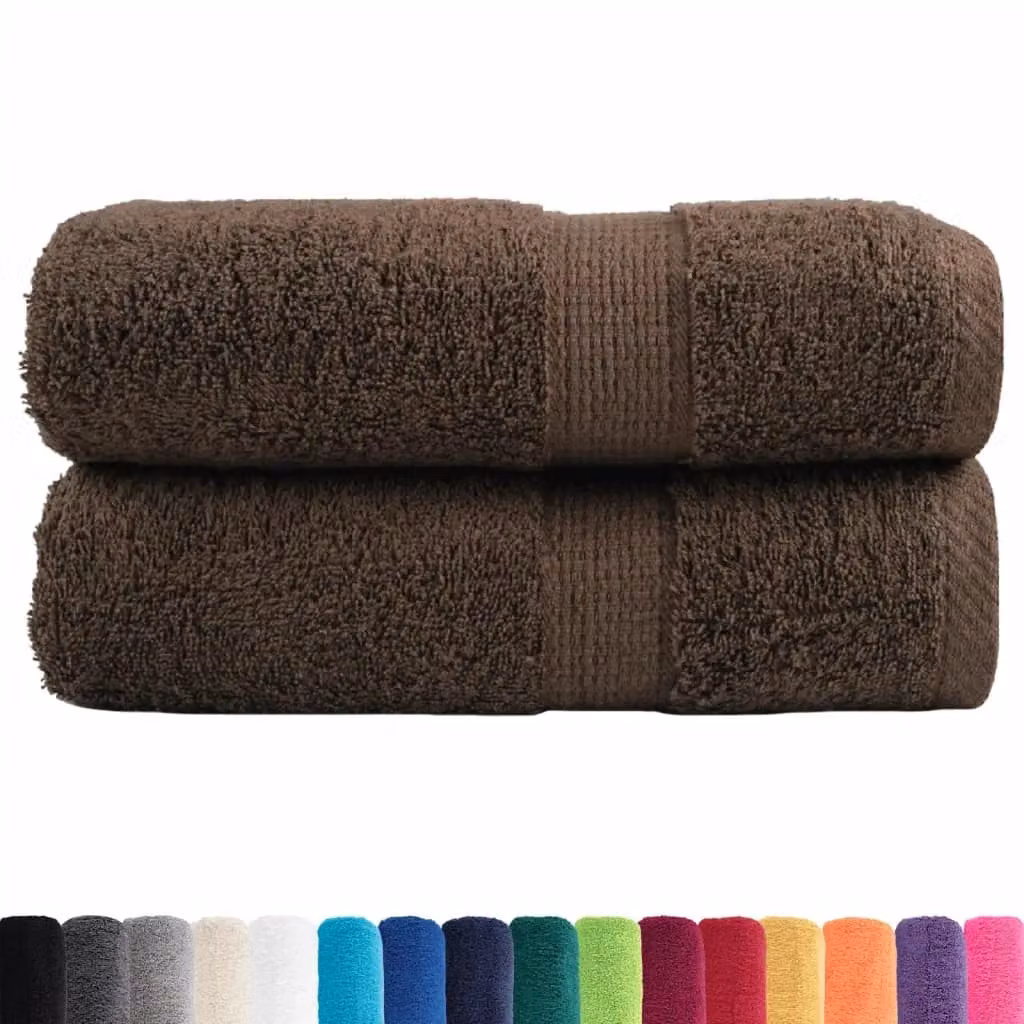 Berkfield Home SOLUND Premium Cotton Terry Guest Towels, Brown, 2 Pack, W: 30 cm, H: 50 cm, 600gsm – 2
