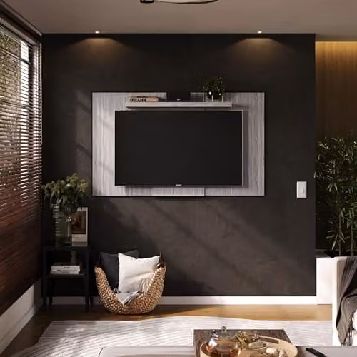 Core Products Lido TV Display Wall Panel in Grey with Adjustable Shelf – 2