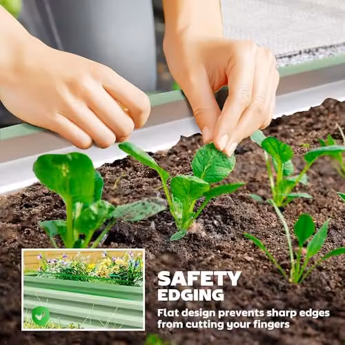 Outsunny Set of 2 Steel Raised Garden Beds, Green, W/D/H: 110 x 50 x 30 cm – 5