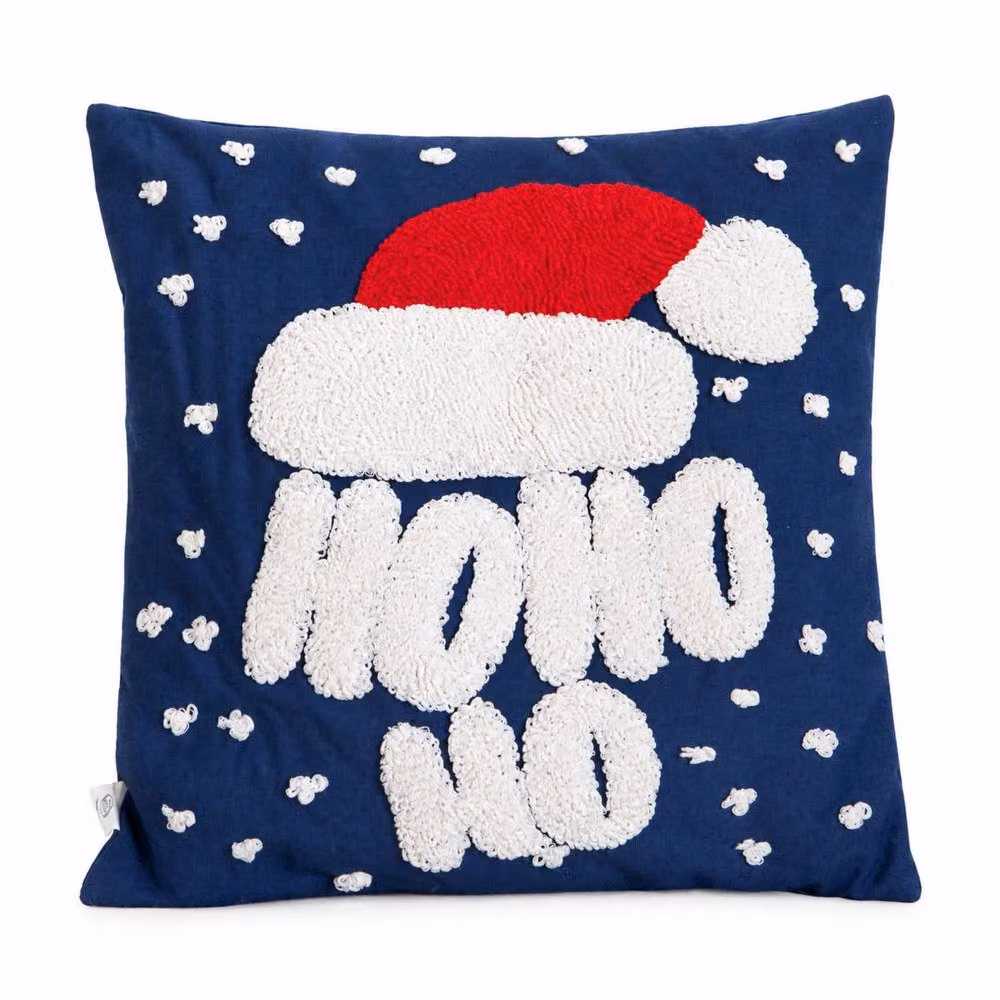 Samuel Alexander Ho Ho Ho Santa Hat Soft Christmas Decorative Cushion, Blue, W: 44 cm – 7