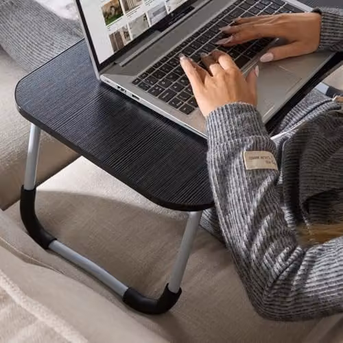 OHS Black Laptop Tray and Foldable Bed Table with Adjustable Legs, W/D/H: 60 x 35 x 26 cm – 4