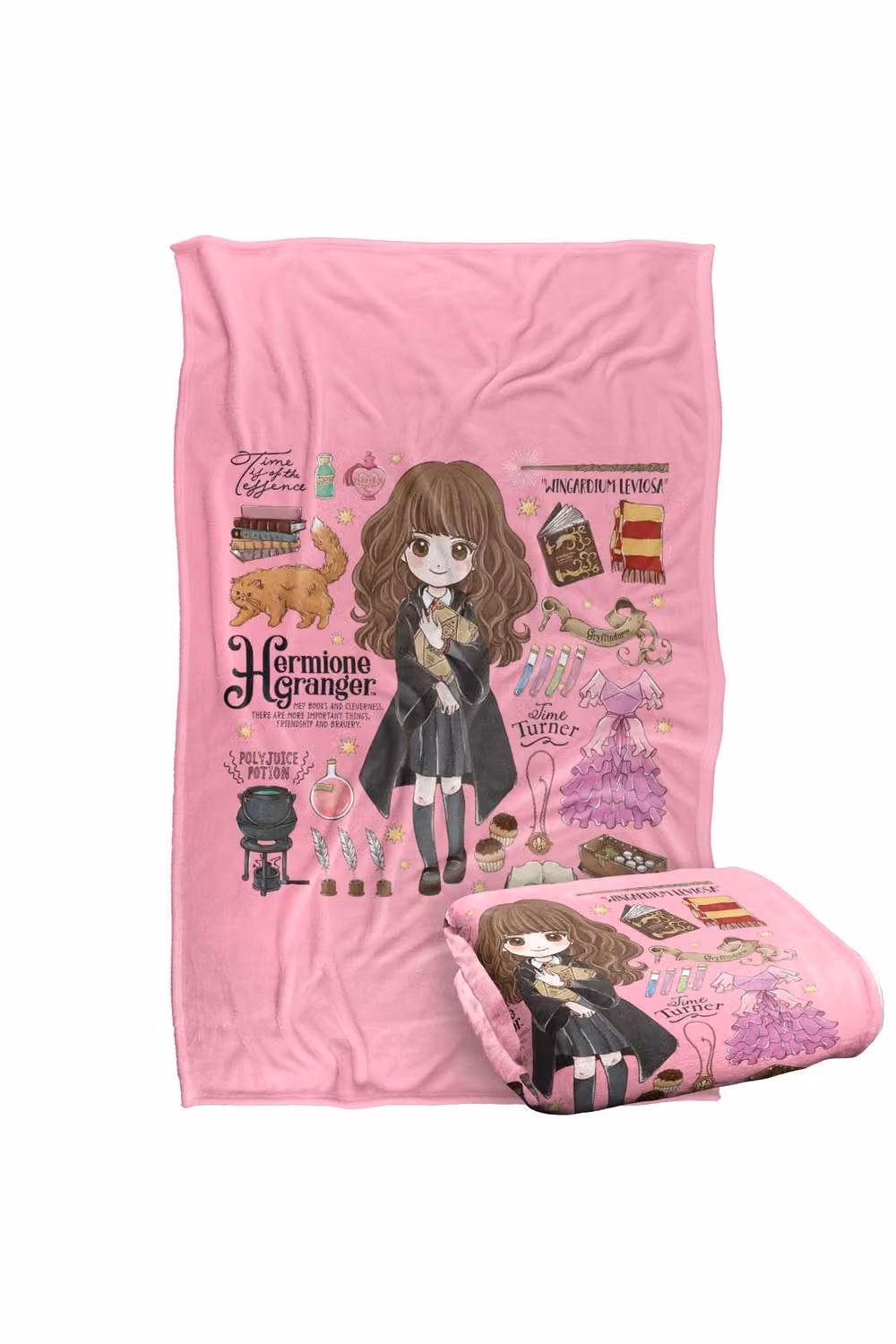 Warner Bros. Harry Potter Hermione Granger Fluffy Silky Touch Polyester Blanket in Pink and Multicolour, Large – 2