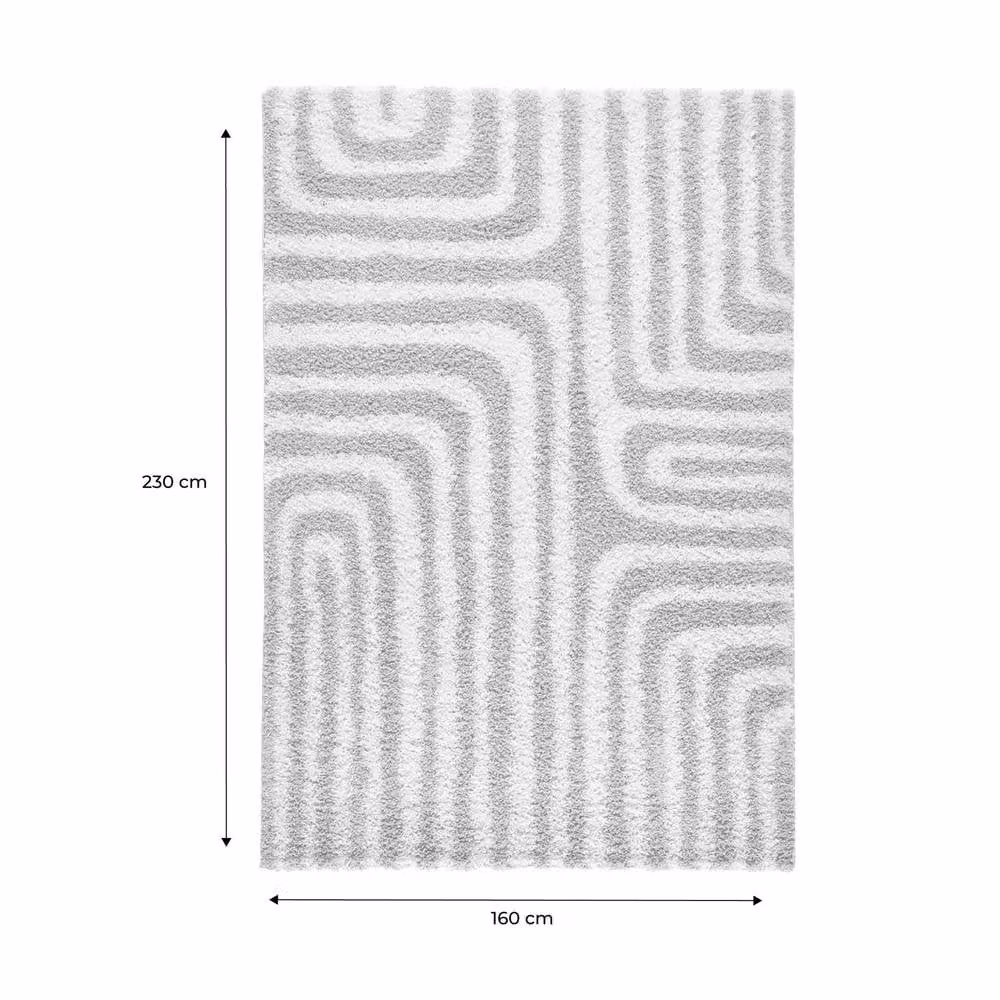 sweeek Shaggy Indoor Rug with Beige Geometric Patterns, W: 160 cm, D: 230 cm – 2