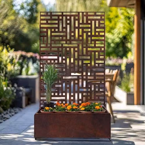 Nicoman Metal Freestanding Outdoor Privacy Screen and Garden Divider, H 180 cm x W 90 cm, Black, Anthracite or Brown – 4