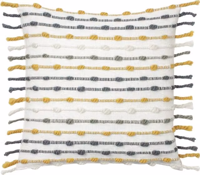 Dhadit Striped Knit Polyester Filled Square Cushion - Yellow and White