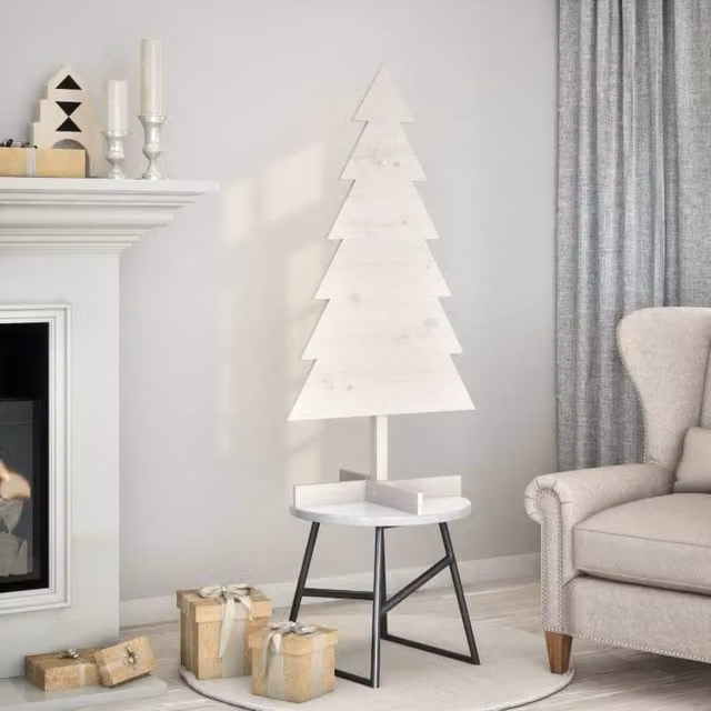 Berkfield Home White Wooden Tabletop Christmas Tree, 120 cm Height – 1
