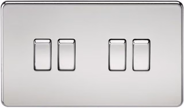 Knightsbridge Screwless 10AX 4G 2-Way Flush Switch in Polished Chrome SF4100PC