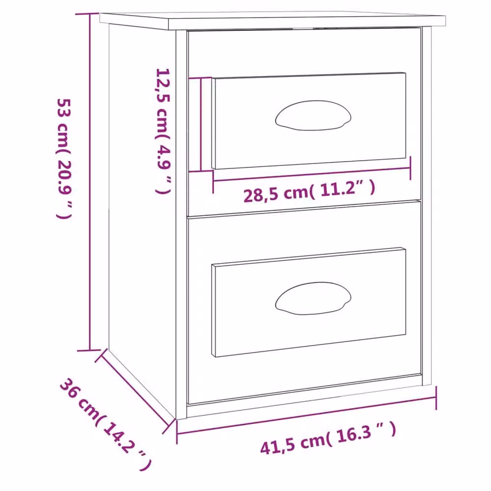 Berkfield Home Elegant Wall-mounted Bedside Cabinet in Sonoma Oak and Light Tan, W/D/H: 41.5 x 36 x 53 cm – 2