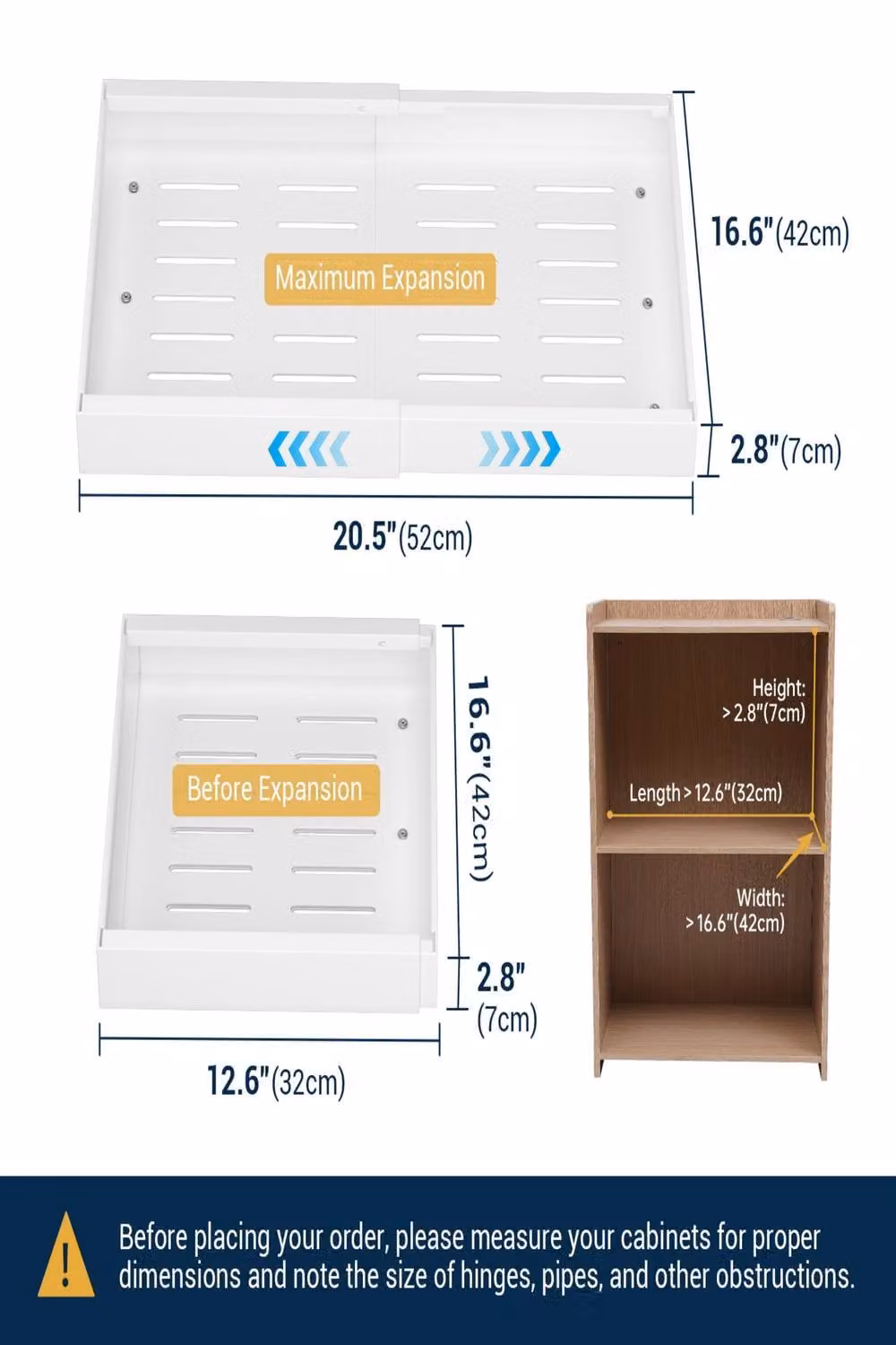 JANLEMNY 2-Piece White Pull Out Cabinet Storage Slide Out Drawer Shelves – 6