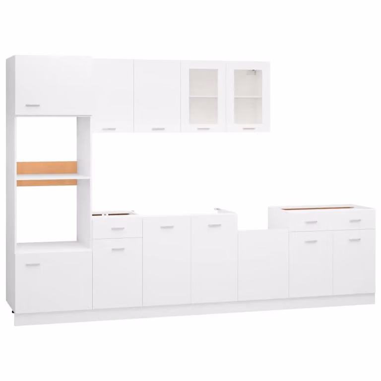 Berkfield Home 7 Piece Modern White Kitchen Cabinet Set in Engineered Wood