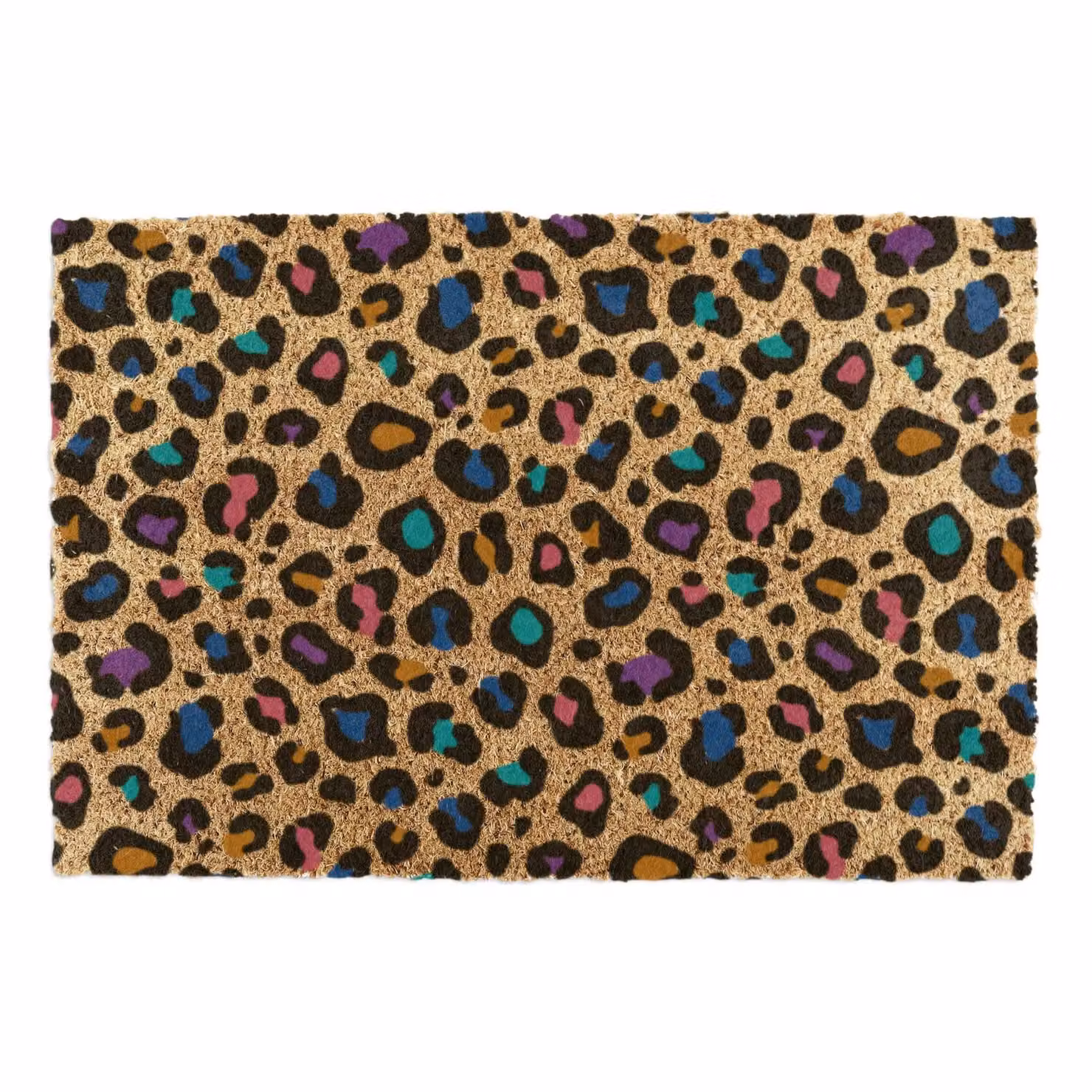 Artsy Mats Multi Colour Leopard Print Doormat in Brown, W: 90 cm, D: 60 cm – 2