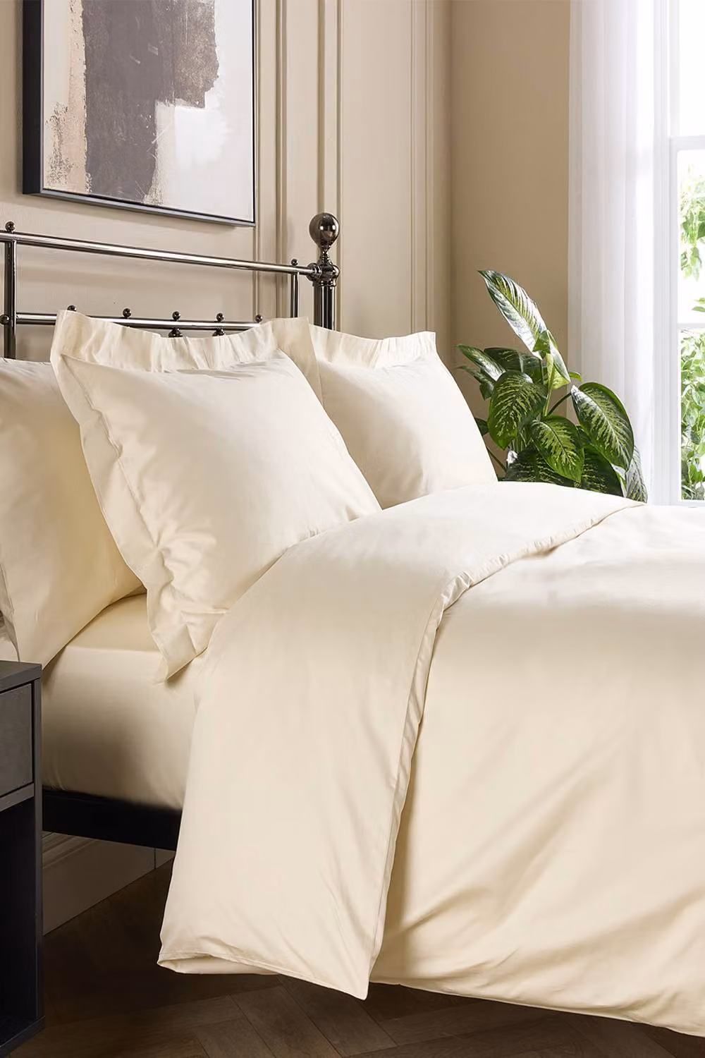 Hotel Pure Luxury Mako Satin Duvet Cover and Pillowcase Set in Beige, W/D/H: 180 x 200 cm – 2