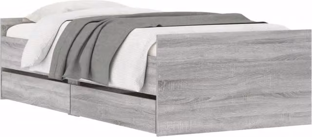 Berkfield Home Modern Single Bed Frame with Drawers, Grey Sonoma, W/D/H: 90 x 190 cm – 1