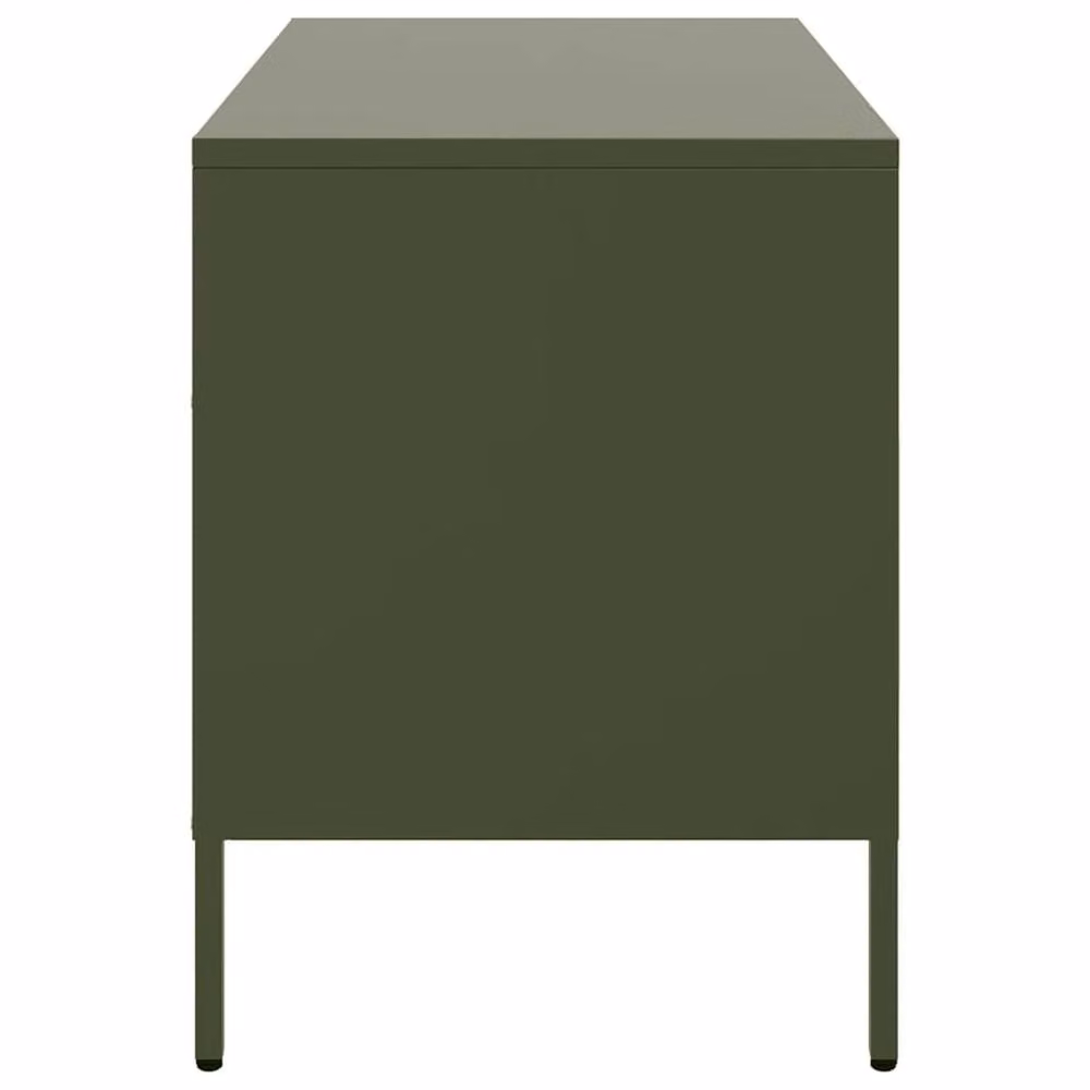 Berkfield Home Set of 2 Modern Metal TV Cabinets in Olive Green, W/D/H: 68 x 39 x 50.5 cm – 5