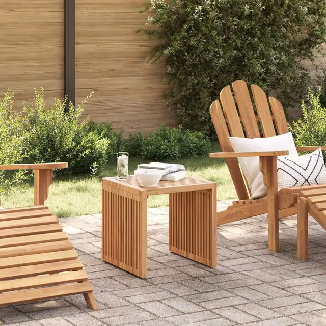 Berkfield Home Brown Teak Solid Wood Garden Side Table W/D/H: 42.5 x 45 x 45 cm