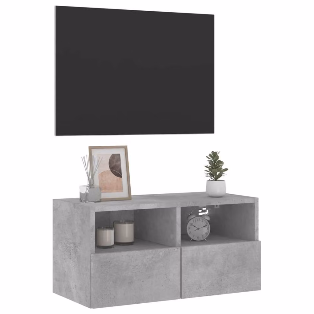 Berkfield Home Wall Mounted TV Cabinet in Concrete Grey, W/D/H: 60 x 30 x 30 cm – 4
