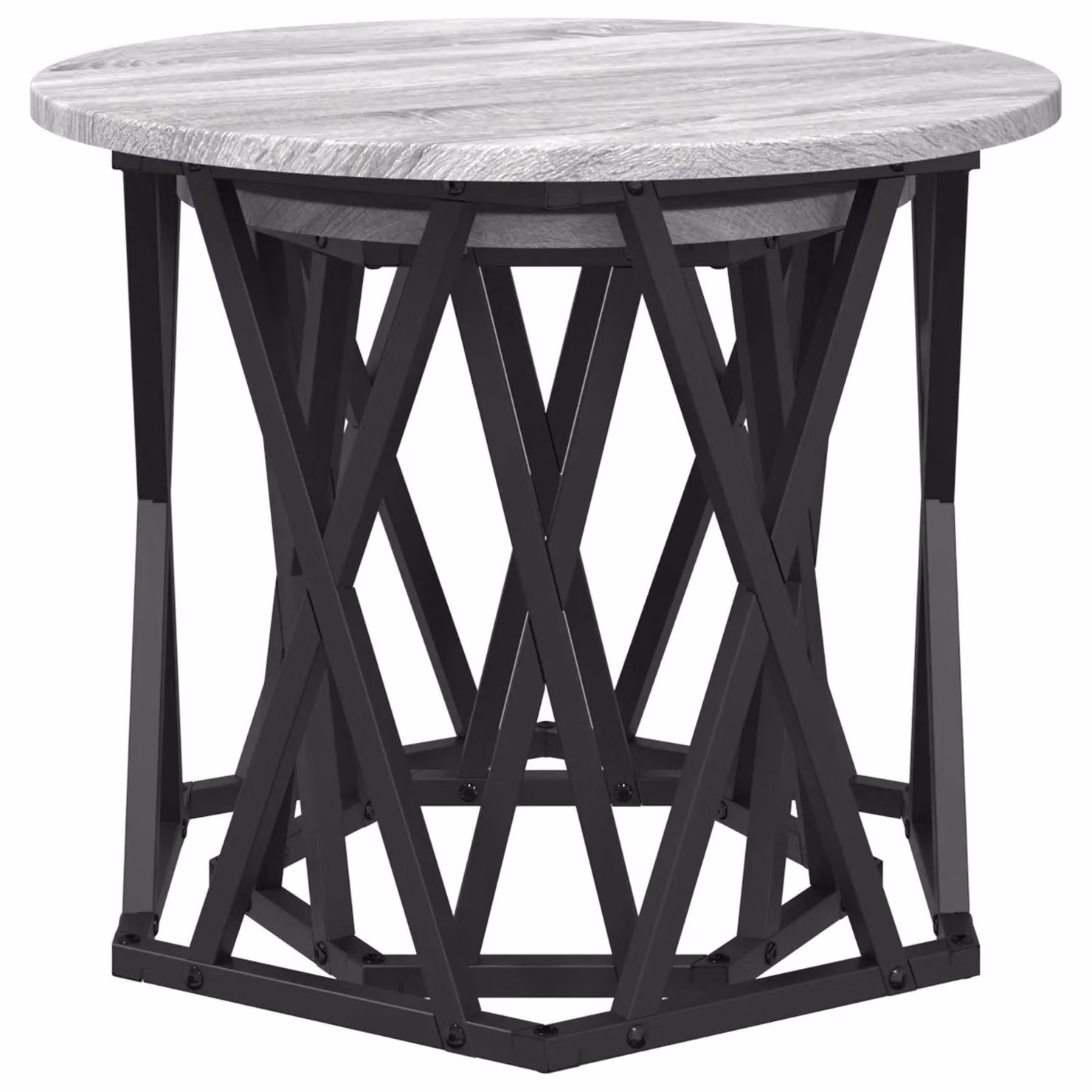Berkfield Home Nesting Side Tables, 2 Piece Set in Grey Sonoma, Round MDF and Metal Tables – 3