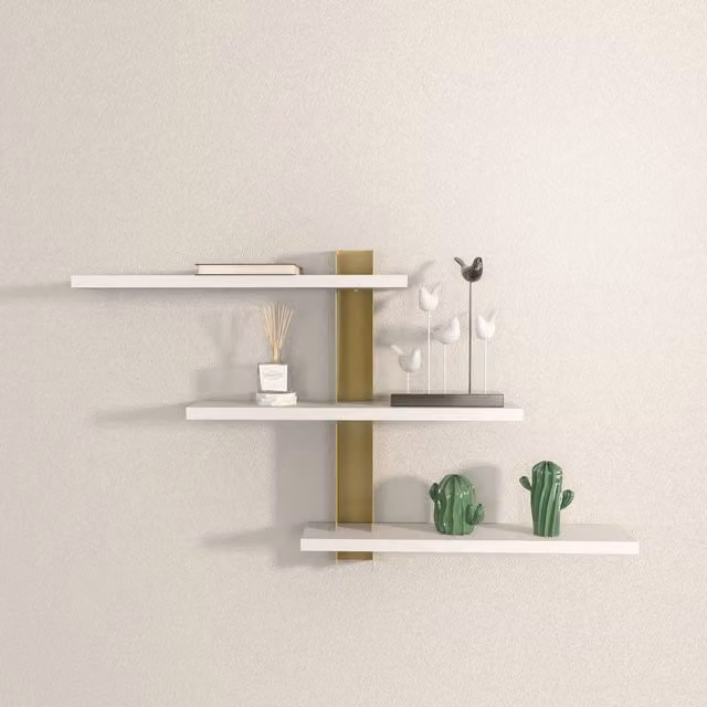 Decorotika Mita Wall Shelf in White and Gold