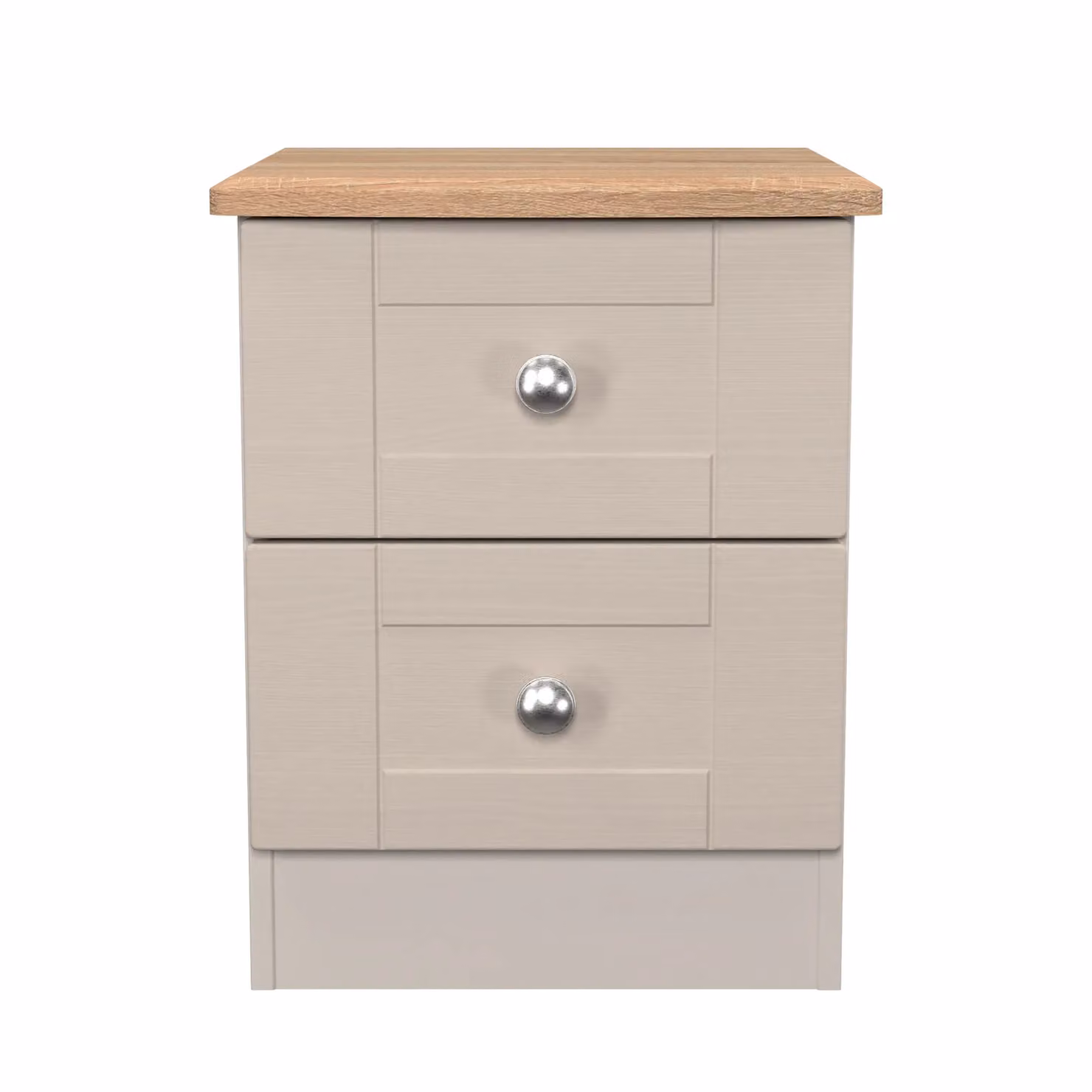 Ready Assembled 2 U Cumbria 2 Drawer Bedside Cabinet in Taupe – 2