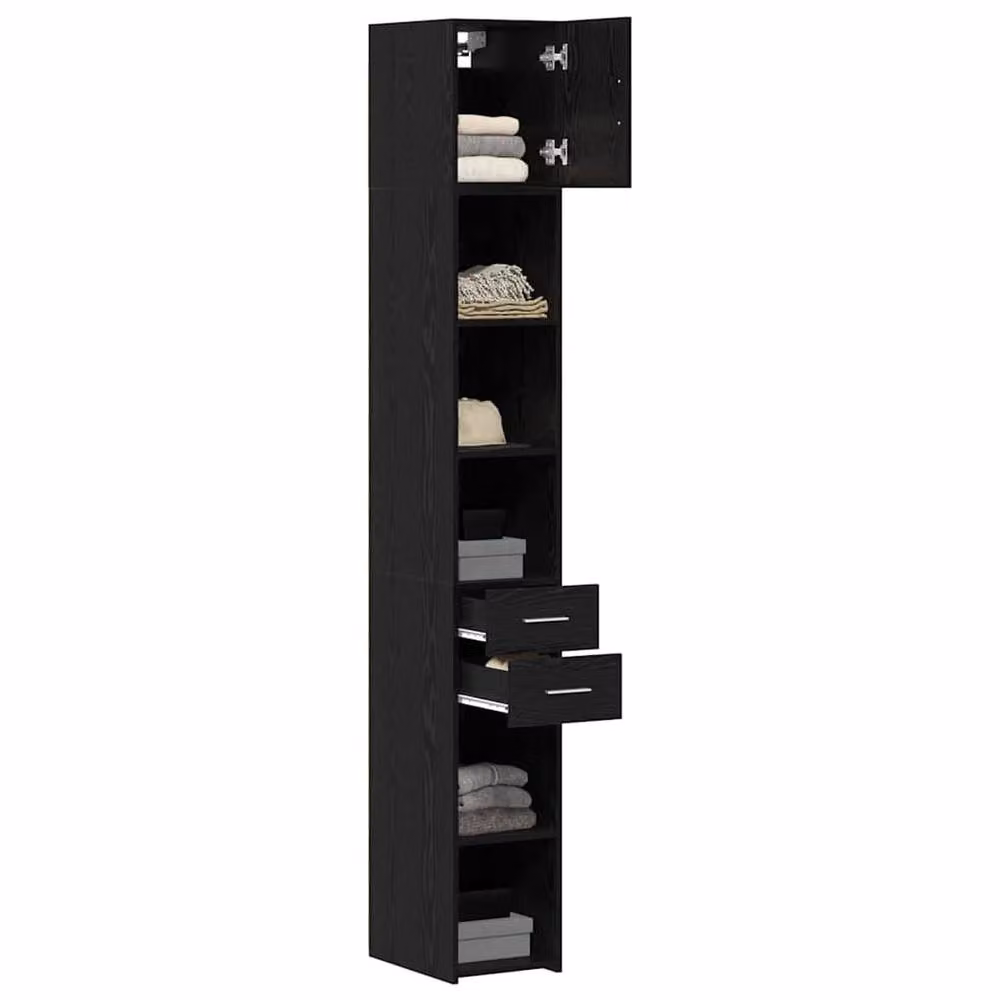 Berkfield Home Slim Storage Cabinet in Black Oak, W/D/H: 30 x 42.5 x 225 cm – 2